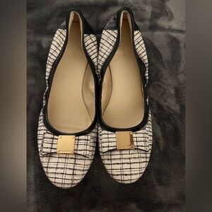 Cole Haan Black & White Plaid Bow-Accent Ballet Flats Women’s Size 9.